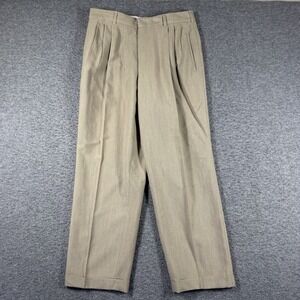 Vintage‎ Savane Triple Pleat Pants Mens 33X30 Brown Cuffed